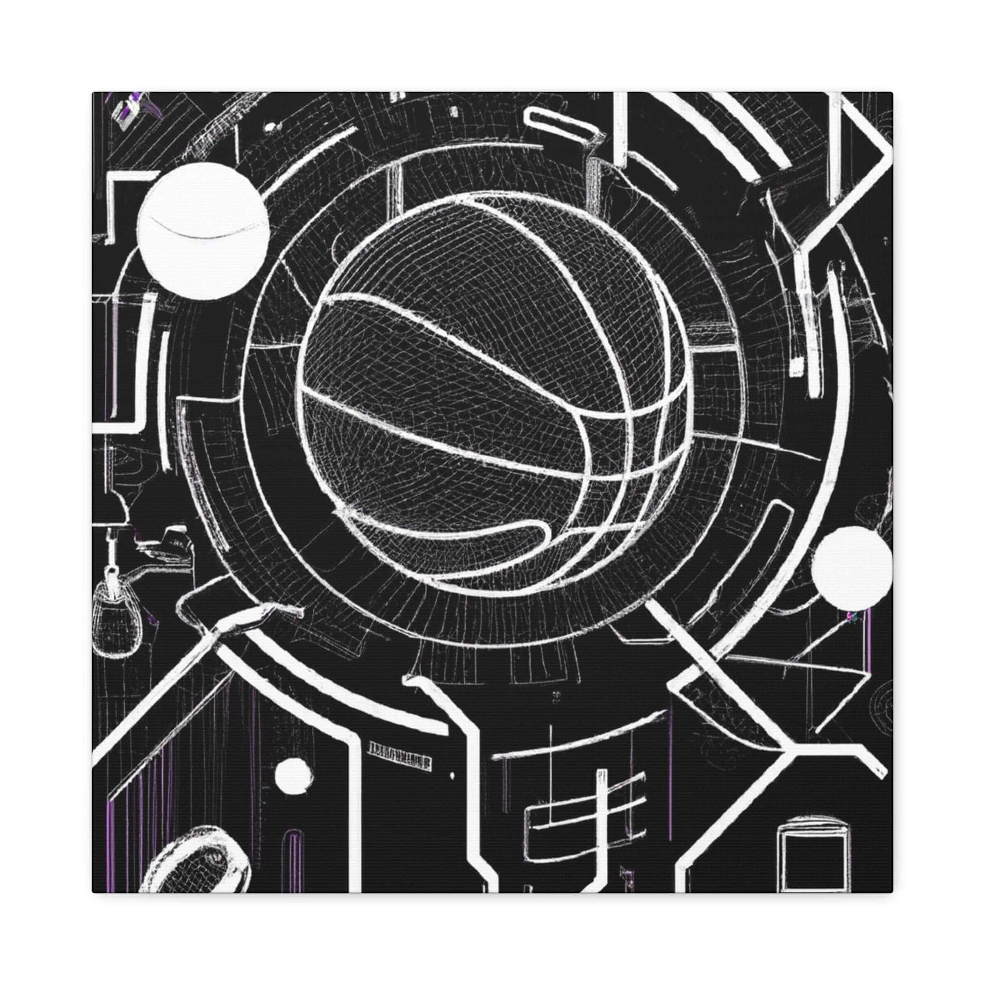 Neon Court: Basketball Dreamscapes Canvas Print - Canvas - Basketball Art 
