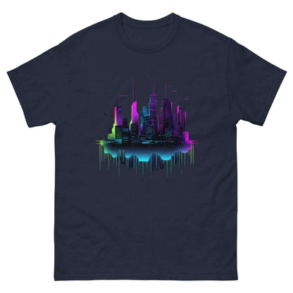 Digital Dawn Cityscape Graphic Tee - Graphic T-Shirt - Basketball Art 