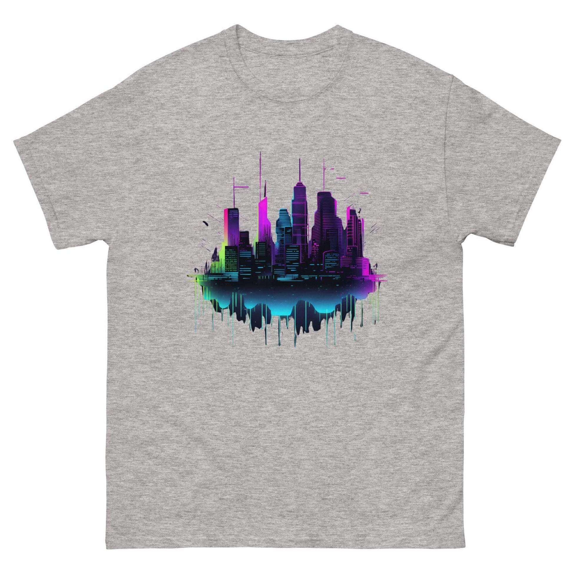 Digital Dawn Cityscape Graphic Tee - Graphic T-Shirt - Basketball Art 