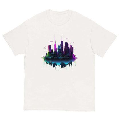 Digital Dawn Cityscape Graphic Tee - Graphic T-Shirt - Basketball Art 