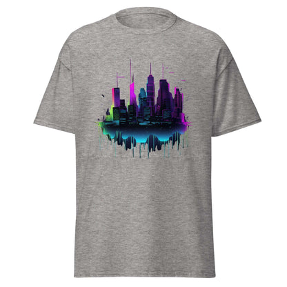 Digital Dawn Cityscape Graphic Tee - Graphic T-Shirt - Basketball Art 