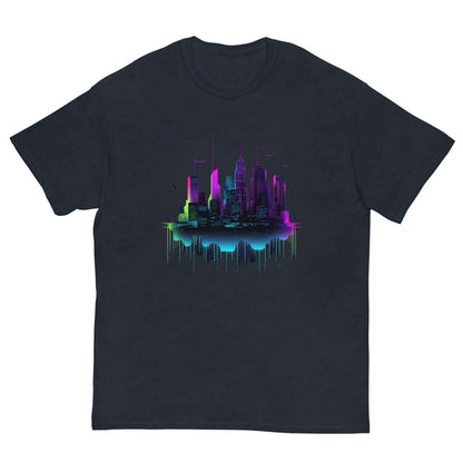 Digital Dawn Cityscape Graphic Tee - Graphic T-Shirt - Basketball Art 