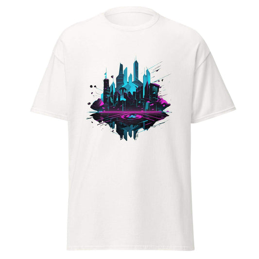 Neon AI Skyline Graphic Tee - Graphic T-Shirt - Basketball Art 