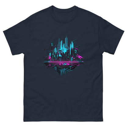 Neon AI Skyline Graphic Tee - Graphic T-Shirt - Basketball Art 