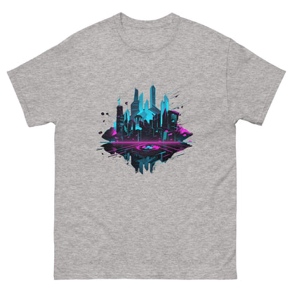 Neon AI Skyline Graphic Tee - Graphic T-Shirt - Basketball Art 