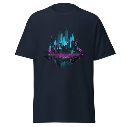 Neon AI Skyline Graphic Tee - Graphic T-Shirt - Basketball Art 