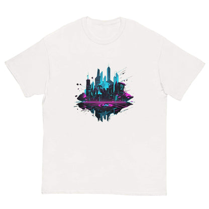 Neon AI Skyline Graphic Tee - Graphic T-Shirt - Basketball Art 